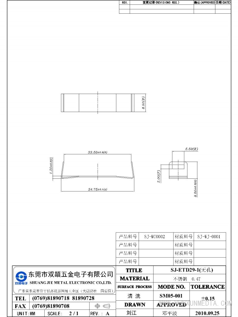 SJ-ETD29-1無孔-Model