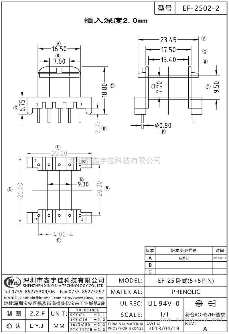 EF-2502-2 EF-25臥式(5+5PIN)
