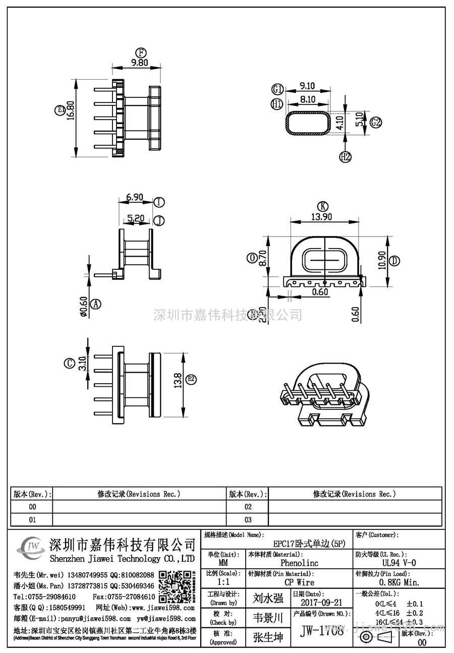 JW-1708/EPC17臥式單邊(5P)